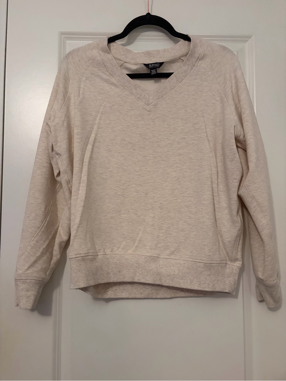 Buffalo David Bitton Women's Light Cream V-Neck Sweatshirt